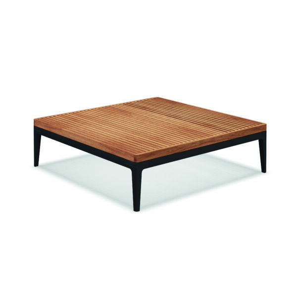Studio image of Gloster Grid Lounge large teak coffee table