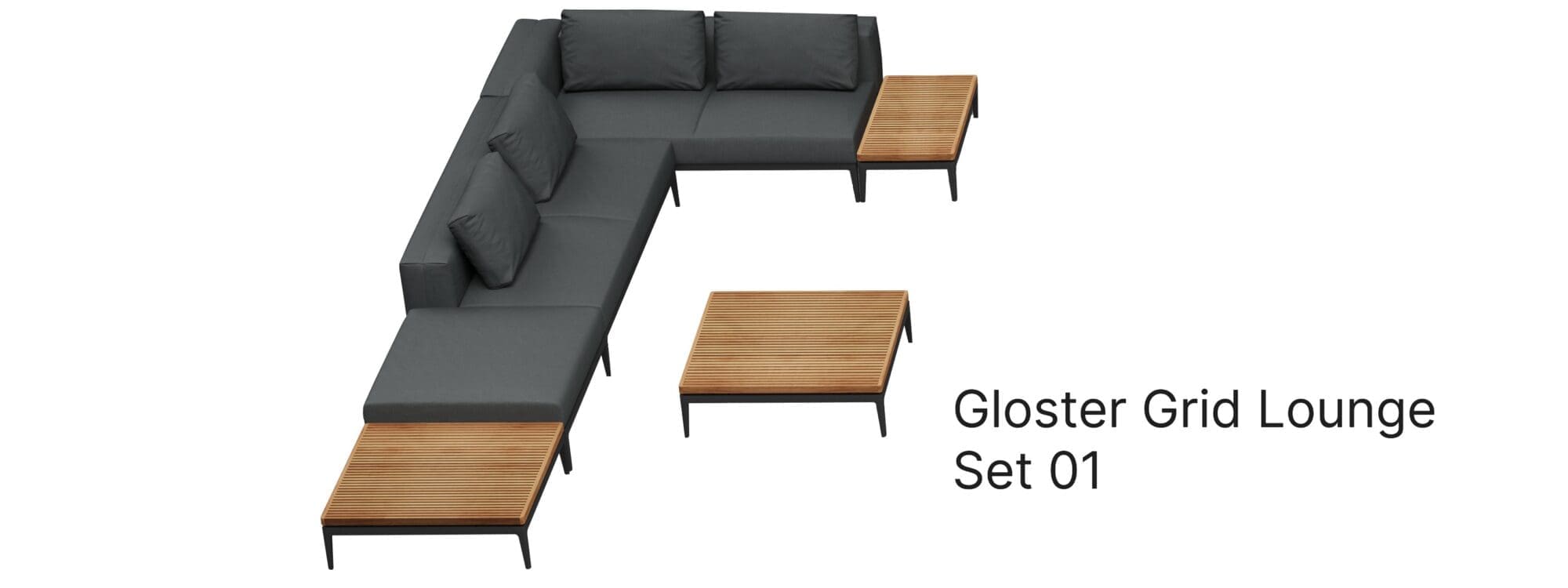 Image of render of Gloster Grid Lounge Set 01 luxury garden sofa