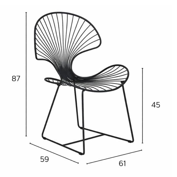 Line drawing of Royal Botania Ostrea dining chair