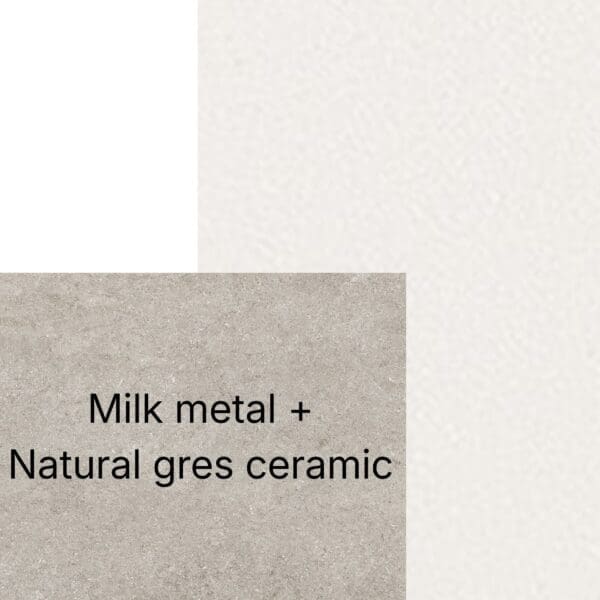 image of milk frame and natural gres ceramic swatch