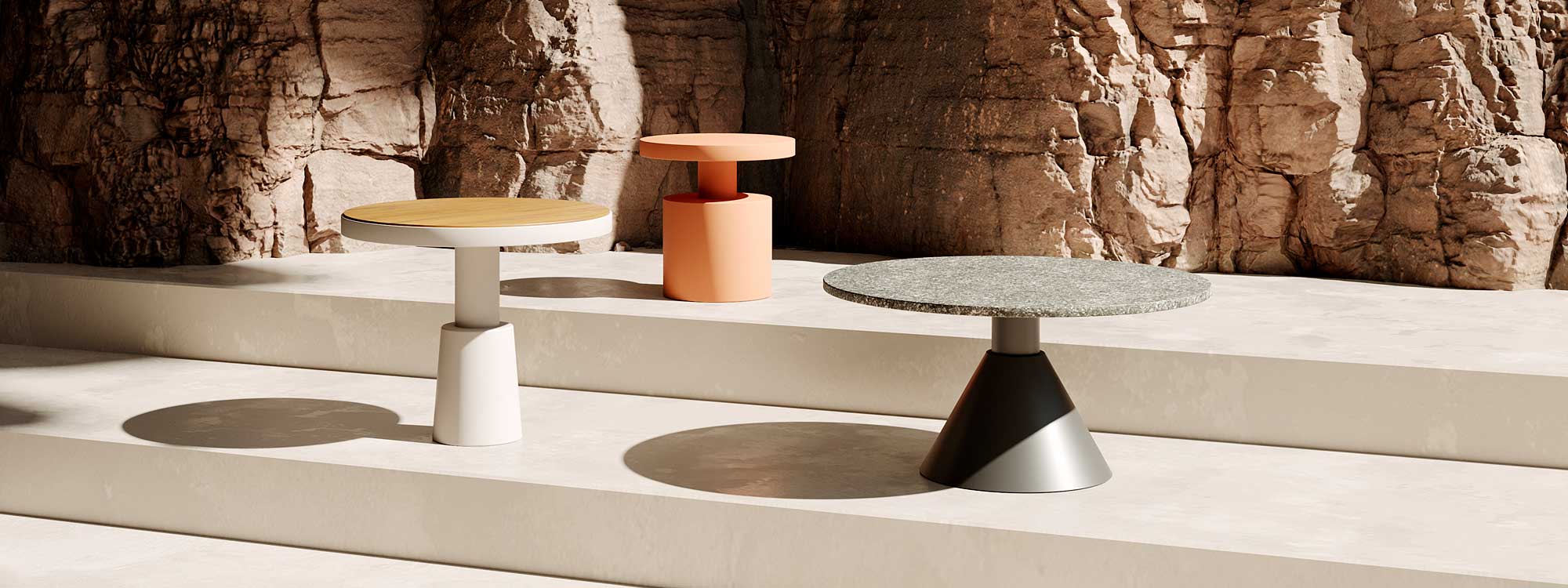 Image showing the 3 different geometric forms of Drums low table base by Oiside