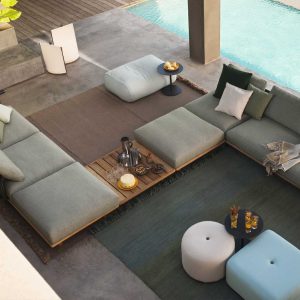 Image of aerial view of Eden S shaped luxury outdoor sofa by RODA