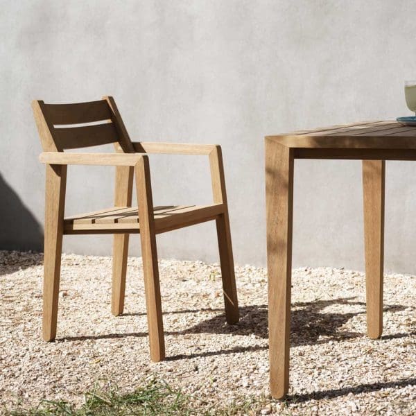 Image of RODA Zania FSC iroko table and chairs with stylish contemporary design