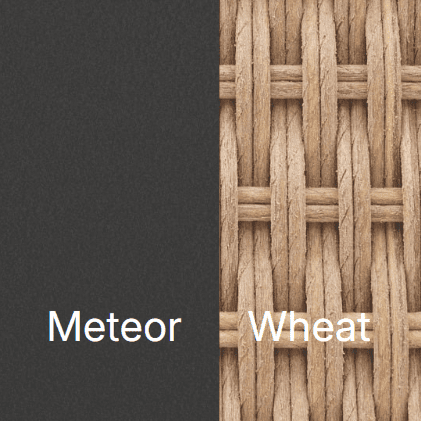 Image of swatch of Meteor paint finish and Wheat wicker used for Gloster Ambient Sol LED light