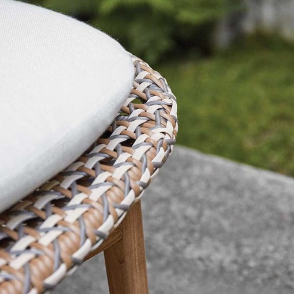 Image of detail of French weave all-weather wicker from Kay sun lounger's backrest by Gloster