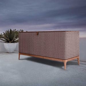 Image of Lima luxury cushion chest in teak and all-weather wicker by Gloster