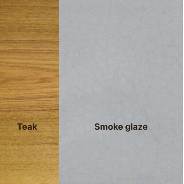 Image of teak and smoke glaze used for Gloster Blow tables