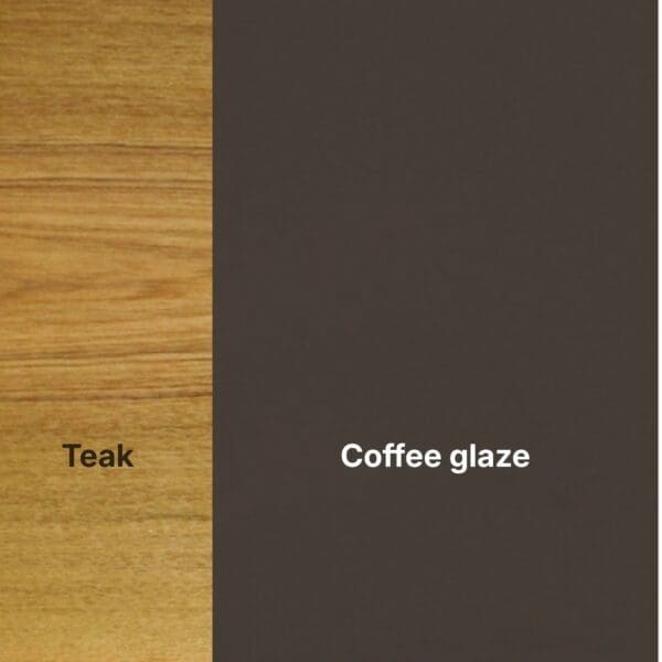 Image of swatch of teak and coffee glaze used for Gloster Blow tables