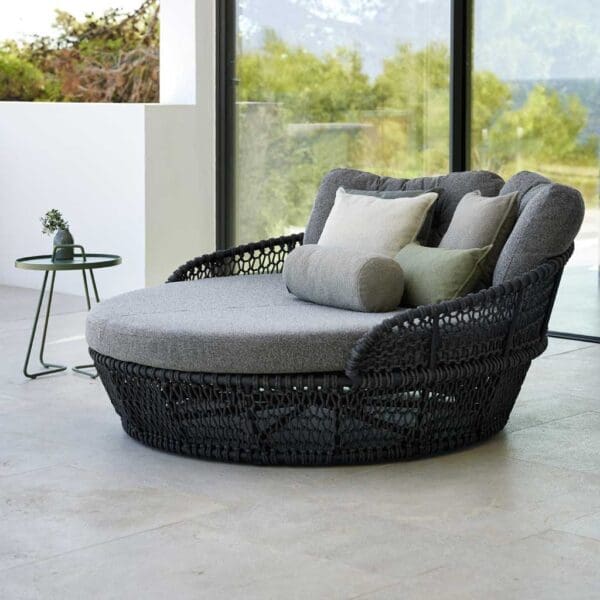 Image of dark-grey Ocean Large modern garden daybed by Cane-line, in dark-grey Cane-line SoftRope