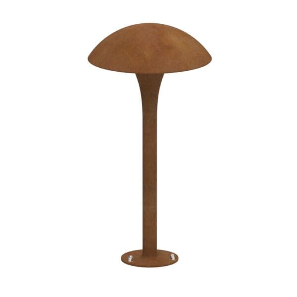 Studio image of Royal Botania Fungy low bollard light in rusty iron finish