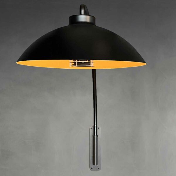 Image of Heatsail Dome Bow Bracket exterior heater and light mounted on grey concrete wall
