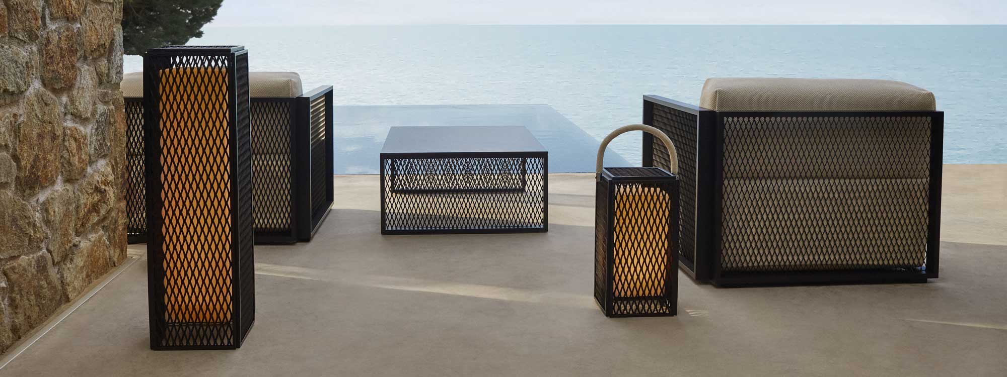 Image of Vondom The Factory minimalist garden lanterns & outdoor lounge furniture