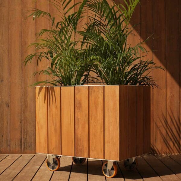 Image of Vondom Vineyard large wooden planter with wheels