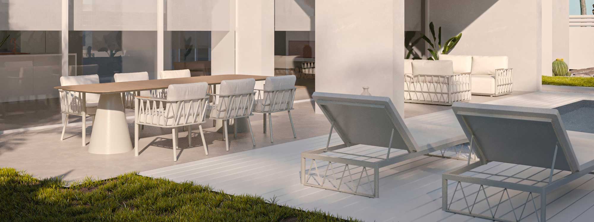 Image of Oiside AVA white garden furniture with design by Carles Faus