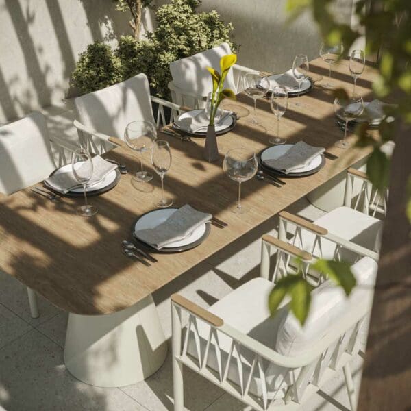 Image of aerial view of Ava geometric garden table and comfortable outdoor chairs by Oiside