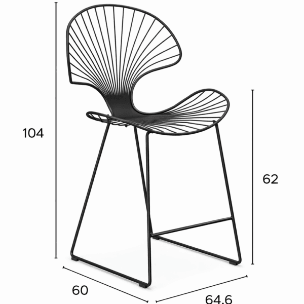 Line drawing of Royal Botania Ostrea counter height bar chair