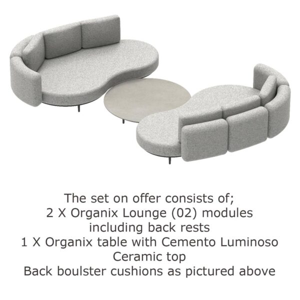 Image of render of Royal Botania Organix sofa set 02 in Natural Silver Dot fabric