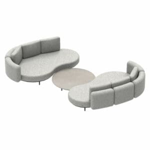 Render image of Organix Lounge Set 02 garden sofas in Natural Silver Dot fabric by Royal Botania