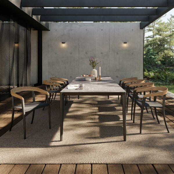Image of Jive luxury garden chairs around U-nite outdoor dining table by Royal Botania