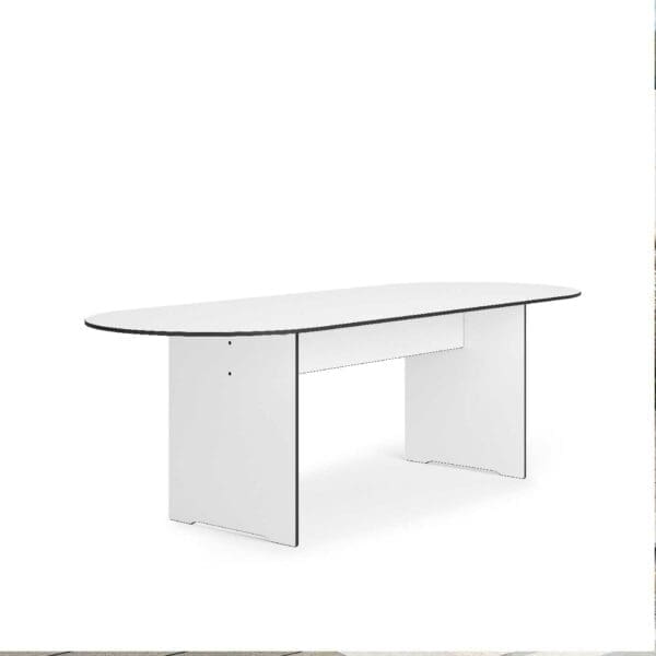 Image of Riva Round lozenge shaped garden table in white HPL