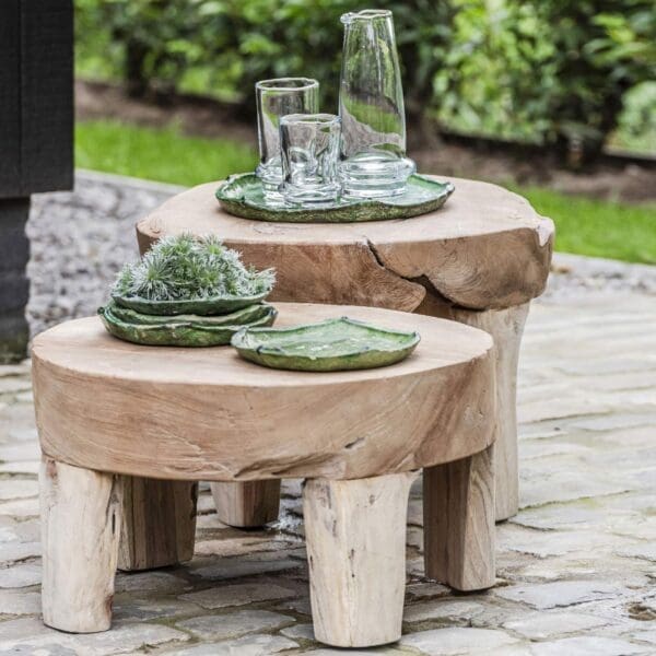 Image of large and small Samba low tables by Gommaire made from teak root