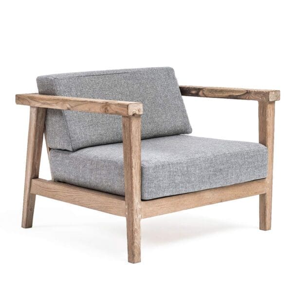 Image of Gommaire Copenhague 1 seater lounge chair in natural grey teak
