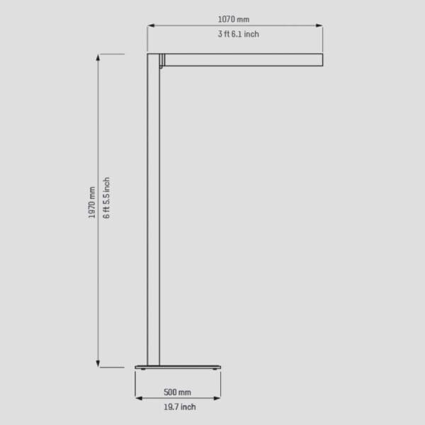 Image of technical drawing showing dimensions of Heatsail Twig electric outdoor heater