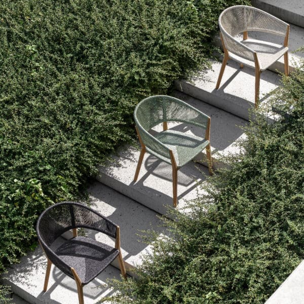 Image of aerial view of 3 Cares garden chairs by Royal Botania on ascending steps