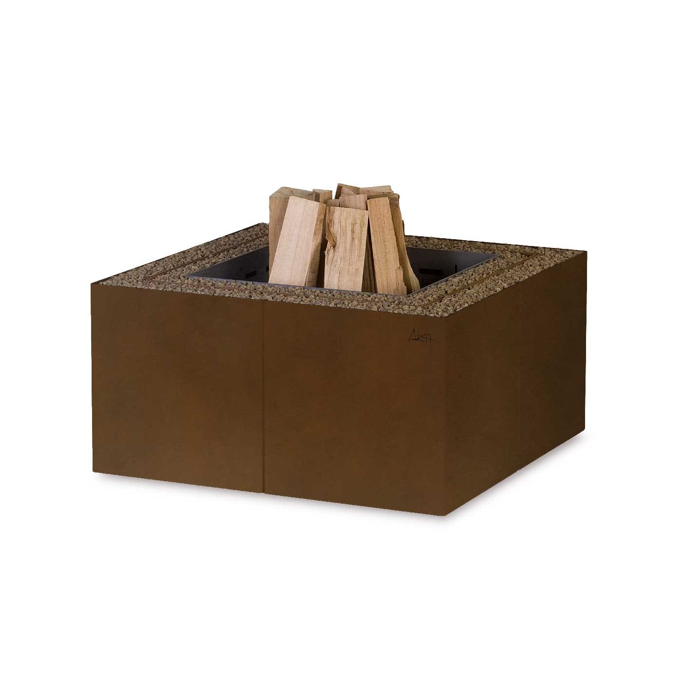 Image of AK47 Dado minimalist fire pit in Vintage Brown finish