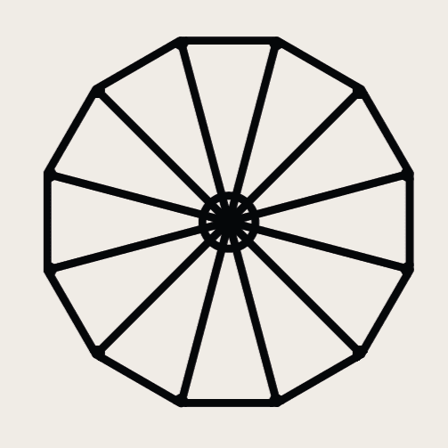 Image of symbol of plan view of circular parasol canopy