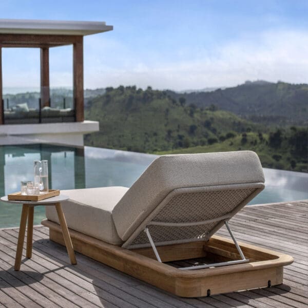 Image showing the rear of Acri adjustable teak sun lounger