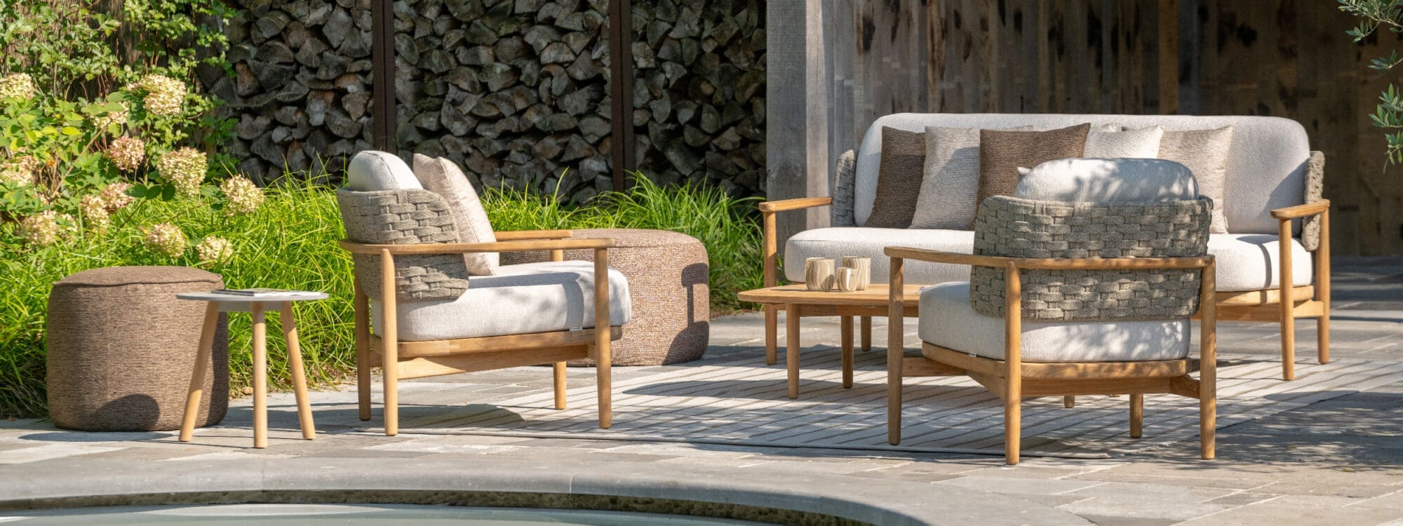 Image of Boho teak sofa & lounge chairs by Jati & Kebon