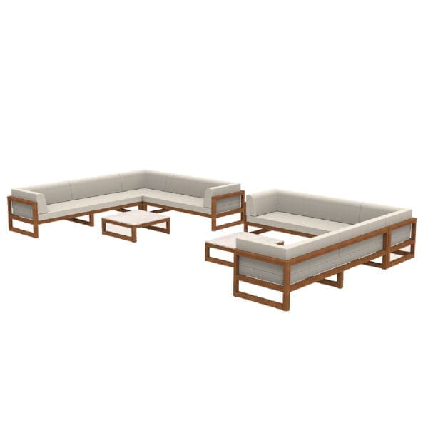 Studio image of pair of Tuuci Sola sectional garden corner sofas