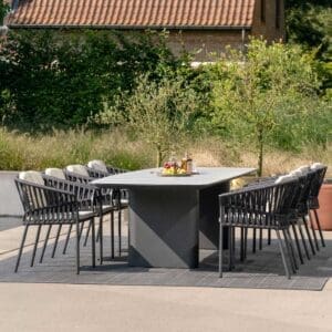Image of Amorelli large garden dining table and Tolfino modern outdoor chairs by Jati & Kebon