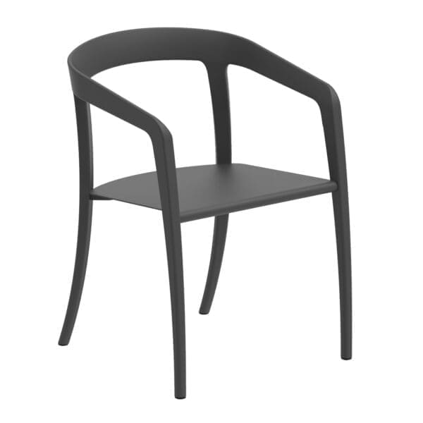 Studio image of Royal Botania Jive dining chair with aluminium seat in Anthracite finish