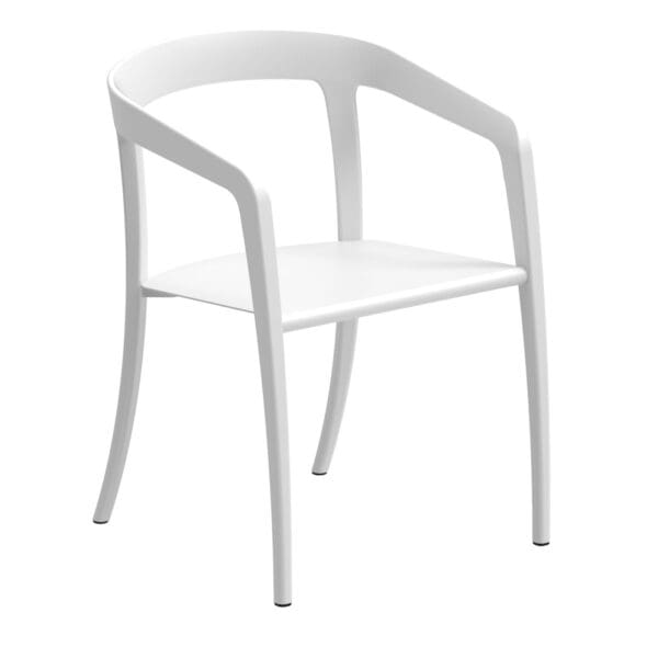 Studio image of Royal Botania Jive dining chair with aluminium seat in White finish