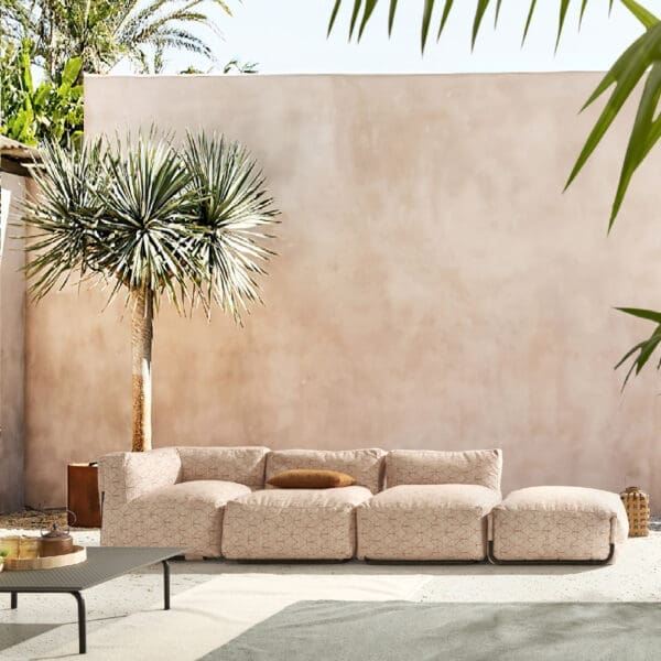 Image of Komoom Enhola modular beanbag garden sofa in sunny courtyard