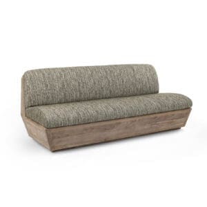 Studio image of Gommaire Sofa Jules in Natural-Grey teak & high-end fabric cushions