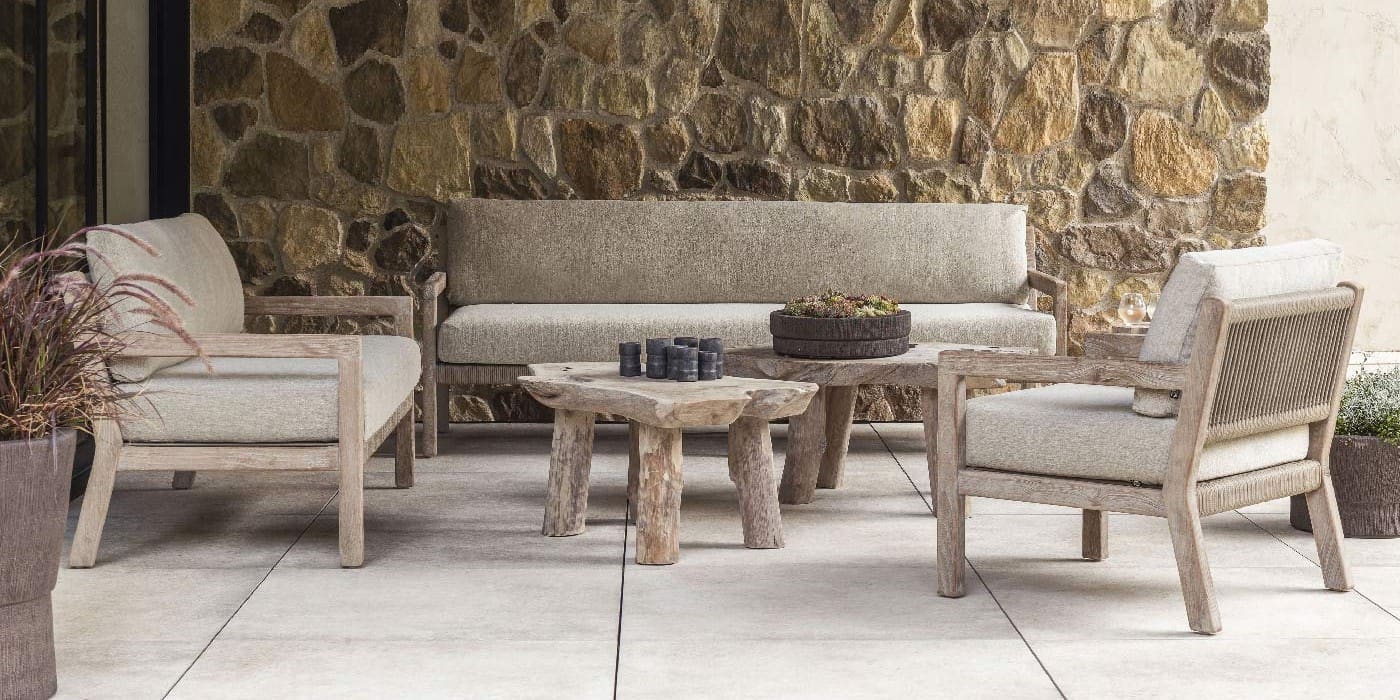 Image of Gommaire Mario 3 seater teak sofa and Mario lounge chairs