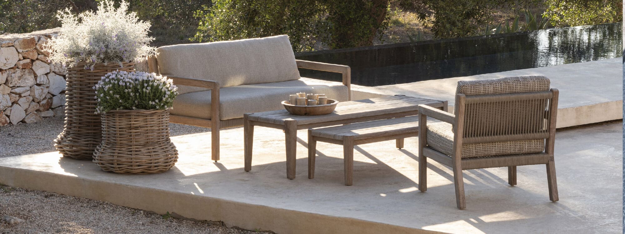 Image of Gommaire Mario teak lounge furniture & Floor rectangular coffee tables
