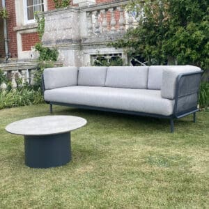 Image of Todus Baza modern garden sofa & Branta low table outside Stansted House, Rowlands Castle, Hampshire