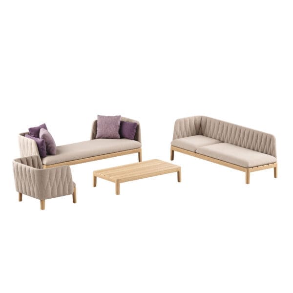 Image of render of Royal Botania Calypso Lounge Set 05 which includes pair of daybeds and a lounge chair