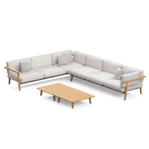 Image of render of Royal Botania Mambo Lounge Set 04 luxury teak corner sofa