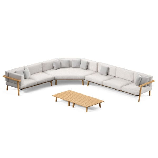 Image of render of Royal Botania Mambo Lounge set 08 luxury teak corner sofa