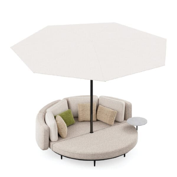 Image of render of Royal Botania Organix Lounge Set 06 luxury garden daybed with parasol