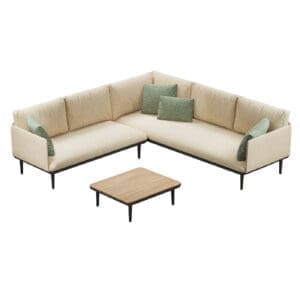 Image of render of Royal Botania Styletto Lounge set 01, an upholstered garden corner sofa