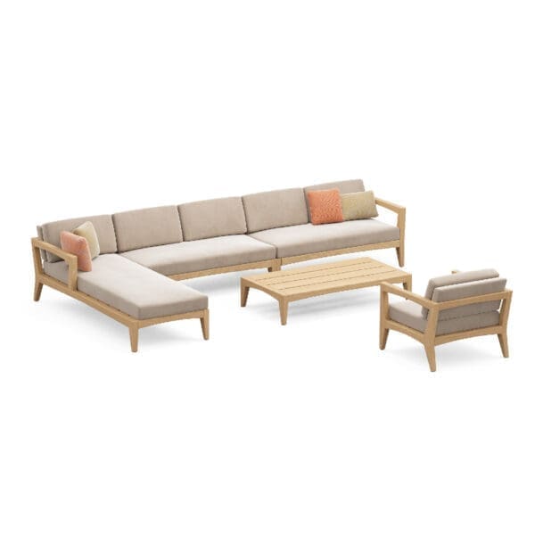 Image of render of Royal Botania Zenhit Lounge set 01 luxury teak corner sofa