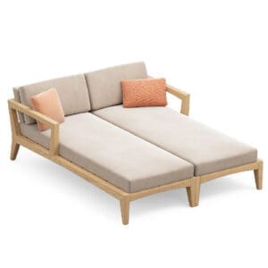 Image of render of Royal Botania Zenhit Lounge Set 03 luxury teak day beds side by side