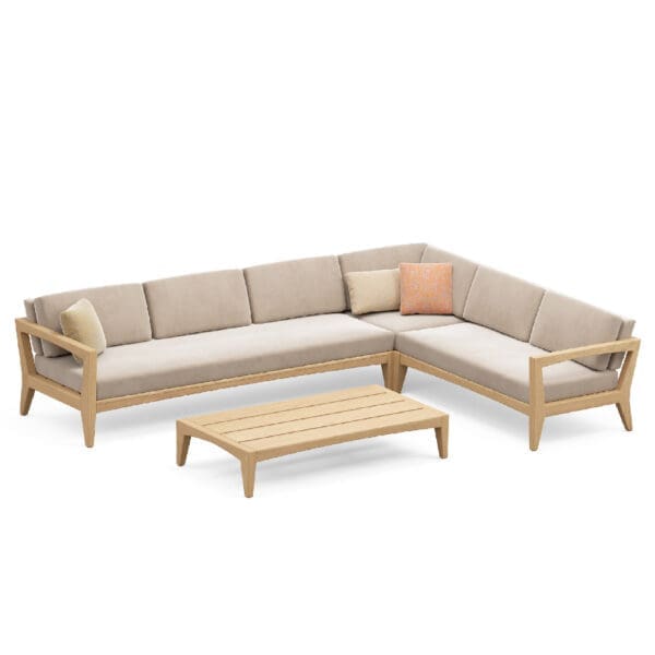 Image of render of Royal Botania Zenhit Lounge Set 04 luxury teak corner sofa