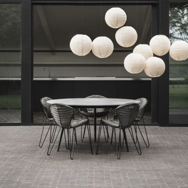 Image of Joli Marguerite garden dining table and Wire chairs